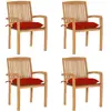 vidaXL Chaises de jardin empilables avec coussins 4 pcs Teck solide