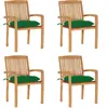 vidaXL Chaises de jardin empilables avec coussins 4 pcs Teck solide