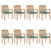 vidaXL Chaises de jardin empilables avec coussins 8 pcs Teck solide