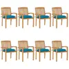 vidaXL Chaises de jardin empilables avec coussins 8 pcs Teck solide