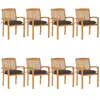 vidaXL Chaises de jardin empilables avec coussins 8 pcs Teck solide
