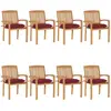 vidaXL Chaises de jardin empilables avec coussins 8 pcs Teck solide