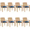 vidaXL Chaises de jardin empilables avec coussins 8 pcs Teck solide