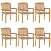 vidaXL Chaises de jardin empilables avec coussins lot de 6 Teck solide