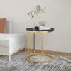 vidaXL Table d'appoint Doré et marbre noir 45 cm Verre trempé
