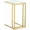vidaXL Table d'appoint ordinateur Marbre blanc 50x35x65cm Verre trempé
