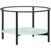 vidaXL Table à thé Noir et marbre blanc 70 cm Verre trempé