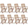 Chaises pliables d'extérieur 8 pcs Bois d'acacia solide Vidaxl Brown