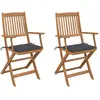 vidaXL Chaises pliables d'extérieur avec coussins 8 pcs Bois d'acacia