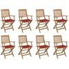 vidaXL Chaises pliables d'extérieur et coussins lot de 8 Bois d'acacia