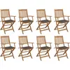 vidaXL Chaises pliables d'extérieur avec coussins 8 pcs Bois d'acacia