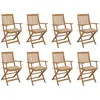 vidaXL Chaises pliables d'extérieur avec coussins 8 pcs Bois d'acacia