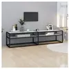vidaXL Meuble TV Marbre blanc 180x40x40,5 cm Verre trempé