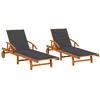vidaXL Chaises longues 2 pcs avec coussins Bois d'acacia solide