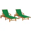 vidaXL Chaises longues 2 pcs avec coussins Bois d'acacia solide
