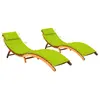 vidaXL Chaises longues 2 pcs avec coussins Bois d'acacia solide