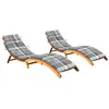 vidaXL Chaises longues 2 pcs avec coussins Bois d'acacia solide