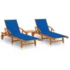 vidaXL Chaises Longues 2 Pcs Avec Table Et Coussins Acacia Solide