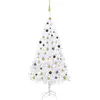 vidaXL Arbre de Noël artificiel pré-éclairé et boules blanc 210 cm PVC