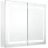 vidaXL Armoire de salle de bain à miroir LED Blanc brillant 80x12x68cm