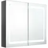 vidaXL Armoire de salle de bain à miroir LED Gris brillant 80x12x68 cm