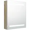 vidaXL Armoire de salle de bain à miroir à LED blanc et chêne