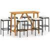 vidaXL Ensemble de bar de jardin avec coussins 7 pcs Noir
