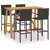 vidaXL Ensemble de bar de jardin 5 pcs Noir