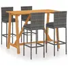 vidaXL Ensemble de bar de jardin avec coussins 5 pcs Gris