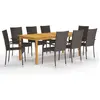 vidaXL Ensemble de salle à manger de jardin 9 pcs Marron