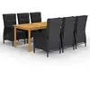vidaXL Ensemble de salle à manger de jardin 7 pcs Noir
