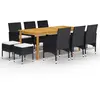 vidaXL Ensemble de salle à manger de jardin 11 pcs Noir