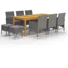 vidaXL Ensemble de salle à manger de jardin 11 pcs Gris