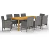 vidaXL Ensemble de salle à manger de jardin 9 pcs Gris