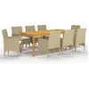 vidaXL Ensemble de salle à manger de jardin 9 pcs Beige