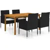 vidaXL Ensemble de salle à manger de jardin 5 pcs Noir