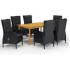 vidaXL Ensemble de salle à manger de jardin 7 pcs Noir