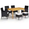 vidaXL Ensemble de salle à manger de jardin 7 pcs Noir