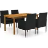 vidaXL Ensemble de salle à manger de jardin 5 pcs Noir