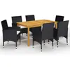 vidaXL Ensemble de salle à manger de jardin 7 pcs Noir