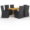 vidaXL Ensemble de salle à manger de jardin 7 pcs Noir