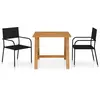vidaXL Ensemble de salle à manger de jardin 3 pcs Noir