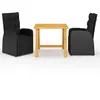 vidaXL Ensemble de salle à manger de jardin 3 pcs Noir