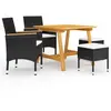 vidaXL Ensemble de salle à manger de jardin 5 pcs Noir