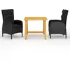 vidaXL Ensemble de salle à manger de jardin 3 pcs Noir