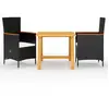 vidaXL Ensemble de salle à manger de jardin 3 pcs Noir