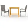 vidaXL Ensemble de salle à manger de jardin 3 pcs Gris
