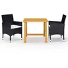 vidaXL Ensemble de salle à manger de jardin 3 pcs Noir