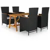 vidaXL Ensemble de salle à manger de jardin 5 pcs Noir