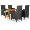 vidaXL Ensemble de salle à manger de jardin 5 pcs Noir
